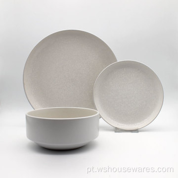 Solid Two Tone Color With Art Ceramic Dinner Set